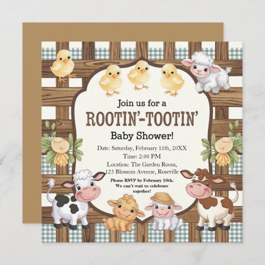 Design der Babydusche für den landwirtschaftlichen Einladung (Vorne/Hinten)