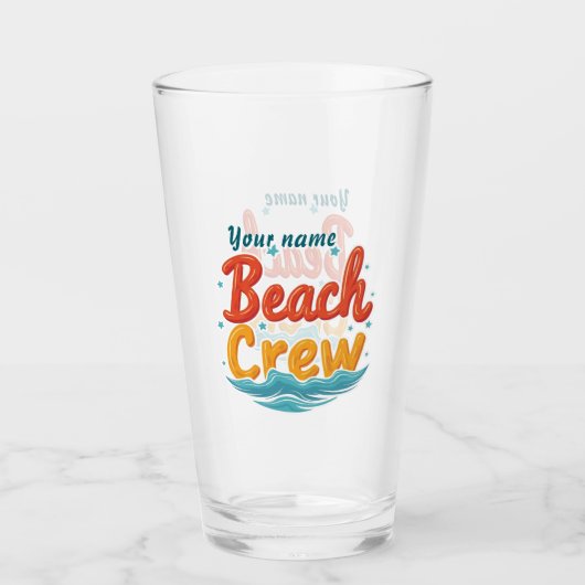 Design der benutzerdefinierten Beach-Crew Name Wav Glas (Vorderseite)
