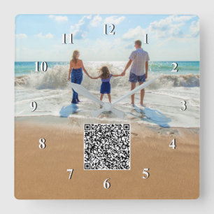 Design der benutzerdefinierten Foto- und QR-Code-I Quadratische Wanduhr