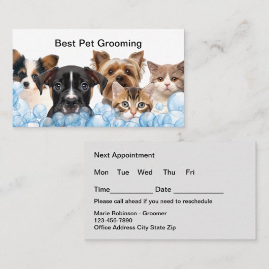 Design der besten Pet Grooming Cards Terminkarte (Vorne/Hinten)