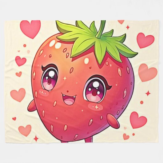 Design der bezaubernden Strawberry-Liebe Fleecedecke (Vorderseite (Horizontal))