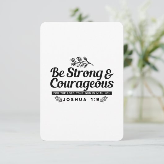 Design der Bibelverse JO 1:9 - stark und mutig sei Dankeskarte (Stehend Vorderseite)