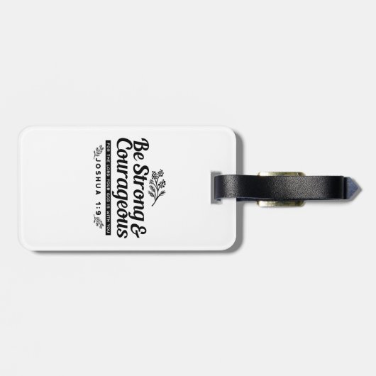 Design der Bibelverse JO 1:9 - stark und mutig sei Gepäckanhänger (Rückseite horizontal)