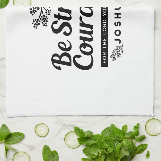 Design der Bibelverse JO 1:9 - stark und mutig sei Geschirrtuch (Gefaltet)