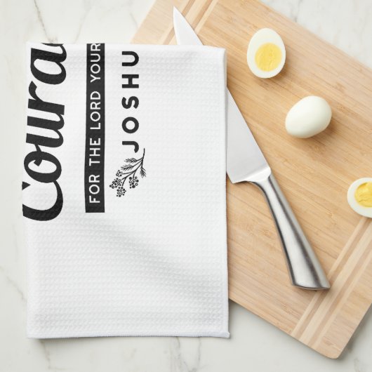 Design der Bibelverse JO 1:9 - stark und mutig sei Geschirrtuch (Viertel Falte)