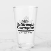 Design der Bibelverse JO 1:9 - stark und mutig sei Glas (Rückseite)