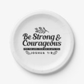 Design der Bibelverse JO 1:9 - stark und mutig sei Pappteller (Vorderseite)