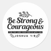 Design der Bibelverse JO 1:9 - stark und mutig sei Runder Aufkleber (Vorderseite)