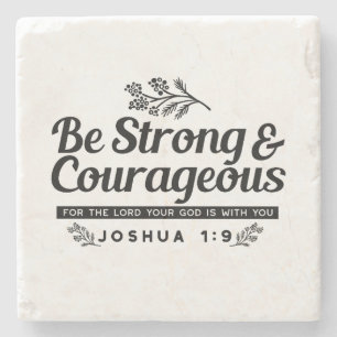 Design der Bibelverse JO 1:9 - stark und mutig sei Steinuntersetzer
