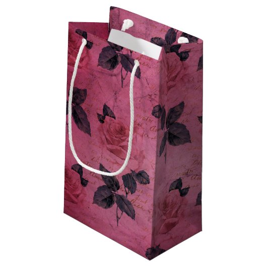 Design der Bienenreihe Burgund Achtzehn Kleine Geschenktüte (Rückseite Schrägansicht)