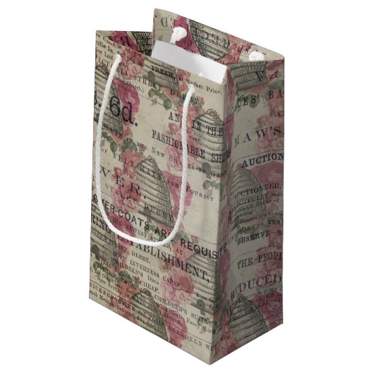 Design der Bienenreihe Burgund Dreizehn Kleine Geschenktüte (Rückseite Schrägansicht)