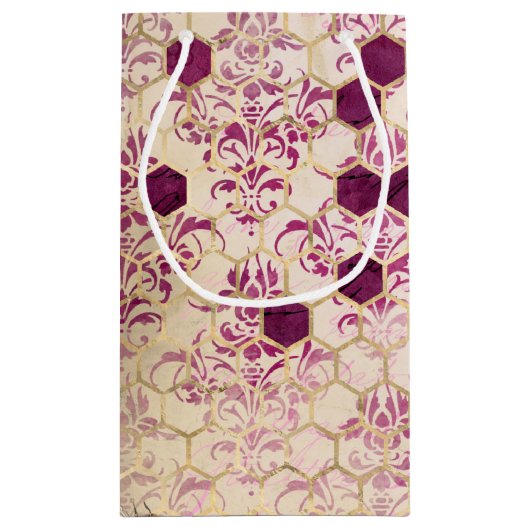 Design der Bienenreihe Burgund Sechzehn Kleine Geschenktüte (Rückseite)