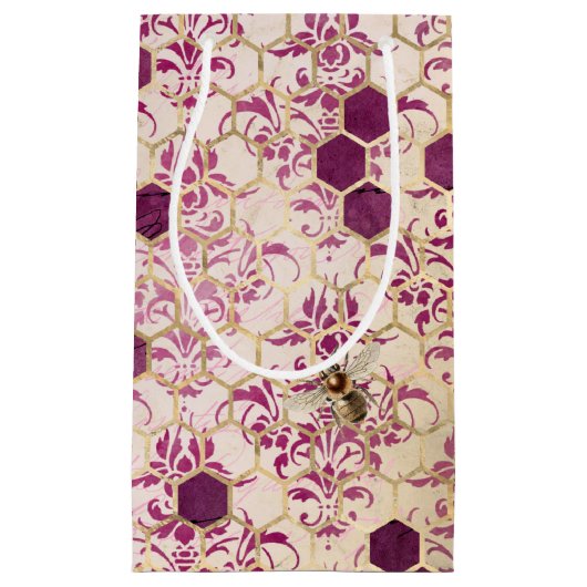 Design der Bienenreihe Burgund Sechzehn Kleine Geschenktüte (Vorderseite)