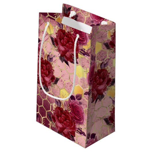 Design der Bienenreihe Burgund siebzehn Kleine Geschenktüte (Rückseite Schrägansicht)