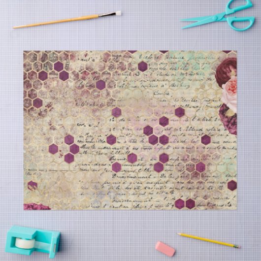 Design der Bienenreihe Burgundy 8 Seidenpapier (Basteln)