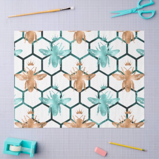 Design der Bienenreihe Holz 63 Seidenpapier (Basteln)