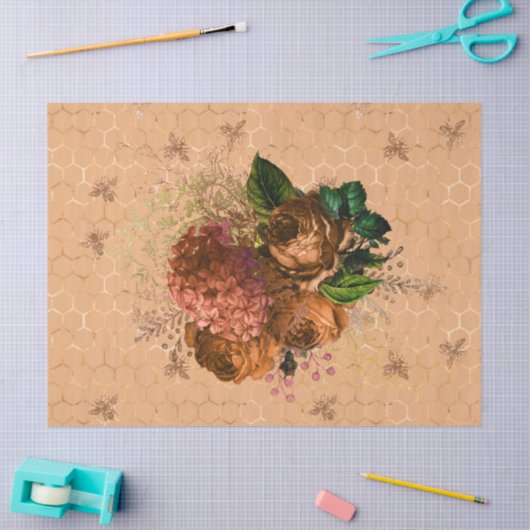 Design der Bienenreihe Holz 68 Seidenpapier (Basteln)