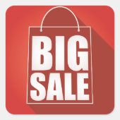 Design der Big Sale Red Retail Bag Quadratischer Aufkleber (Vorderseite)