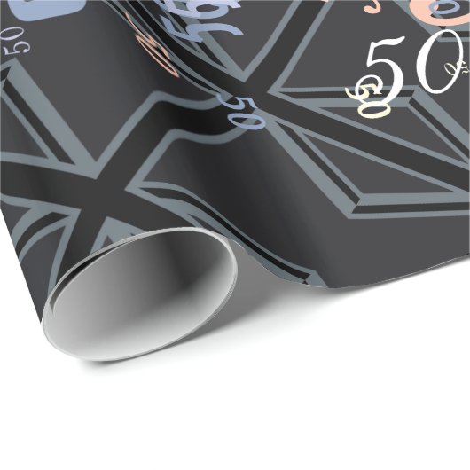 Design der Black Union Jack Flag Geschenkpapier (Rolleneckpunkt)