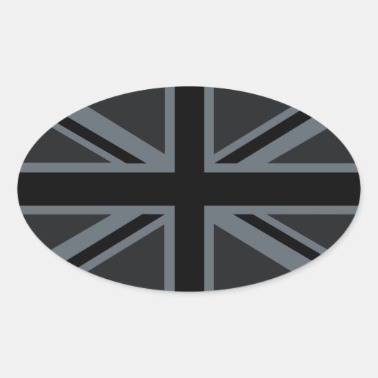 Design der Black Union Jack Flag Ovaler Aufkleber (Vorderseite)