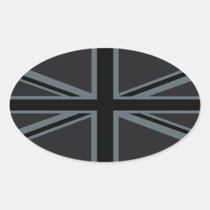 Design der Black Union Jack Flag Ovaler Aufkleber