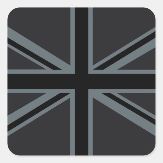 Design der Black Union Jack Flag Quadratischer Aufkleber (Vorderseite)