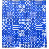Design der blau-weißen gemischten Muster Duschvorhang (Vorderseite)