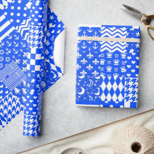 Design der blau-weißen gemischten Muster Geschenkpapier