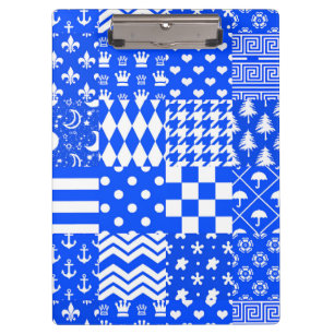 Design der blau-weißen gemischten Muster Klemmbrett