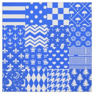 Design der blau-weißen gemischten Muster Stoff
