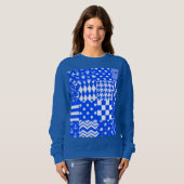 Design der blau-weißen gemischten Muster Sweatshirt (Vorne ganz)