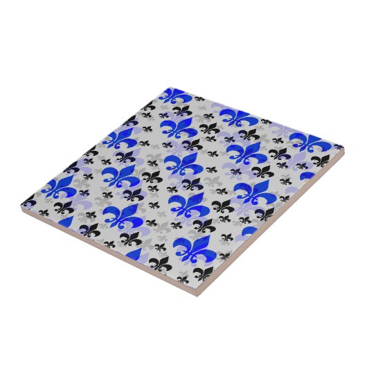 Design der blauen Lilie Fliese (Seite)