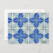 Design der blauen Tile 2 - Wirbel Postkarte (Vorne/Hinten)
