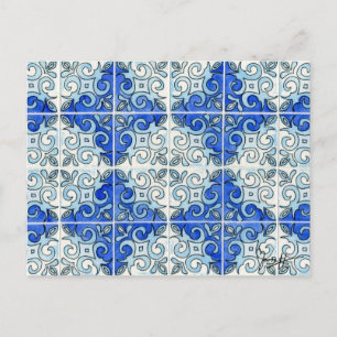 Design der blauen Tile 2 - Wirbel Postkarte