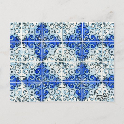 Design der blauen Tile 2 - Wirbel Postkarte (Vorderseite)