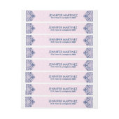 Design der blauen und pastellrosa Blumenmuster Rundum-Adressaufkleber (Bogen)