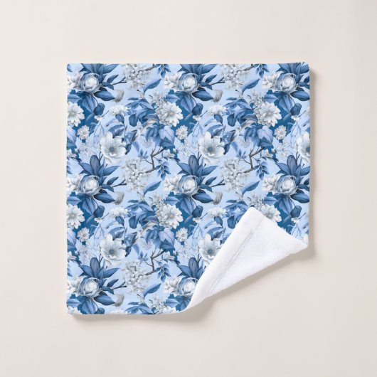 Design der Blue and White Chinoserie Series 3 Badhandtuch Set (Waschlappen)