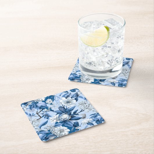 Design der Blue and White Chinoserie Series 3 Rechteckiger Pappuntersetzer (Vor Ort)