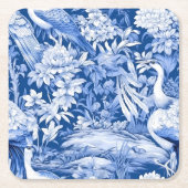 Design der Blue and White Chinoserie Series 8 Rechteckiger Pappuntersetzer (Vorderseite)