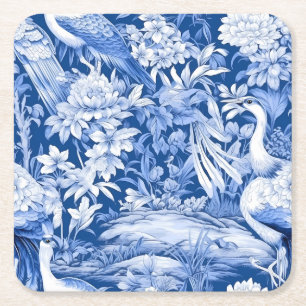 Design der Blue and White Chinoserie Series 8 Rechteckiger Pappuntersetzer