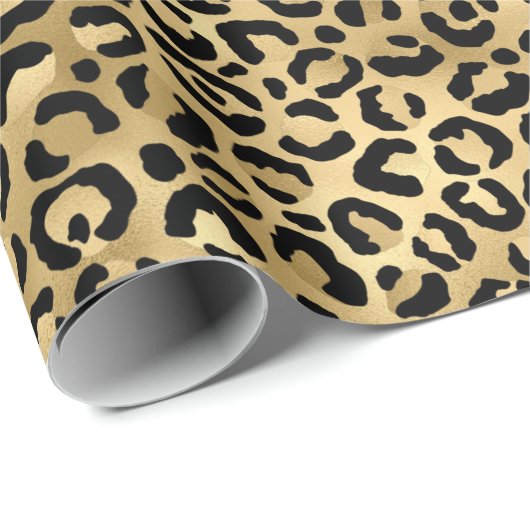 Design der Blue und Gold Leopard Serie 2 Geschenkpapier (Rolleneckpunkt)