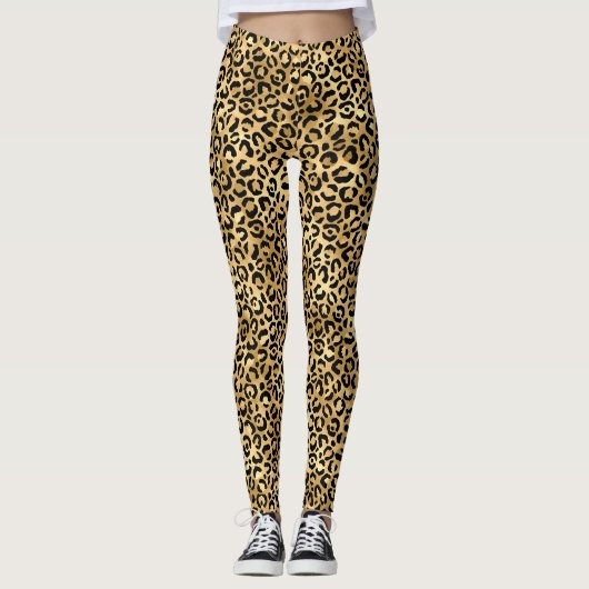 Design der Blue und Gold Leopard Serie 2 Leggings (Vorderseite)