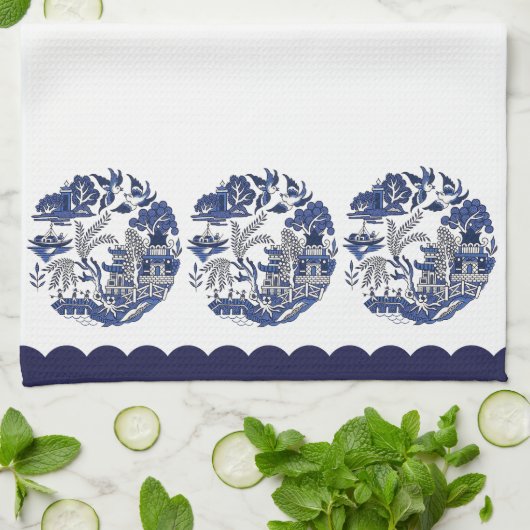 Design der Blue Willow China Geschirrtuch (Gefaltet)