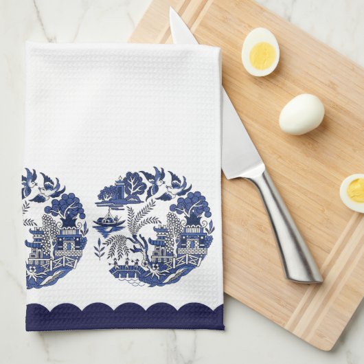 Design der Blue Willow China Geschirrtuch (Viertel Falte)