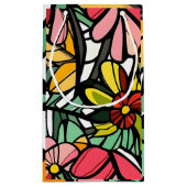 Design der Blume aus Hartglas Kleine Geschenktüte (Rückseite)