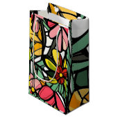 Design der Blume aus Hartglas Kleine Geschenktüte (Vorderseite Schrägansicht)