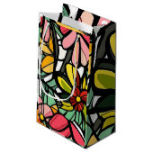 Design der Blume aus Hartglas Kleine Geschenktüte (Rückseite Schrägansicht)