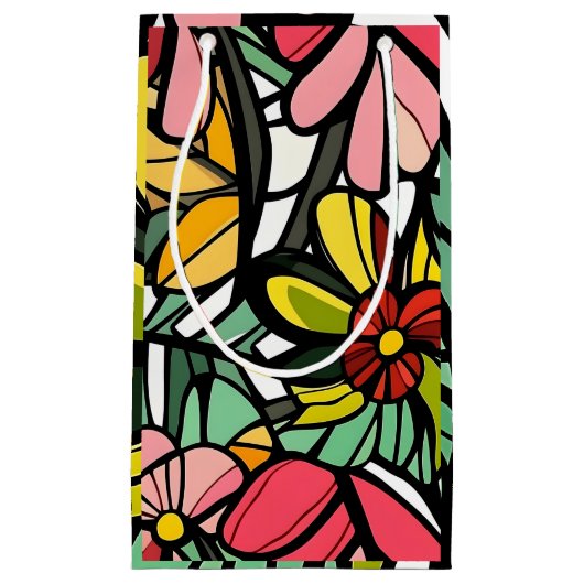 Design der Blume aus Hartglas Kleine Geschenktüte (Vorderseite)