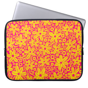 Design der Blume - Gelb und Rose rot Laptopschutzhülle