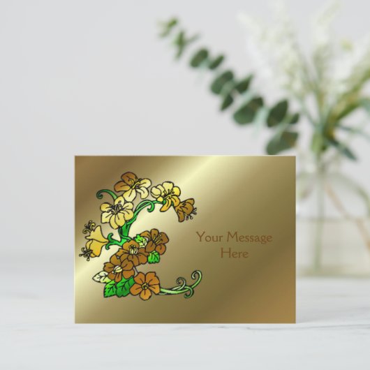 Design der Blume Gold und Braun Postkarte (Stehend Vorderseite)